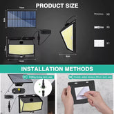 468 LED solar-powered wall light illuminating a garden path
